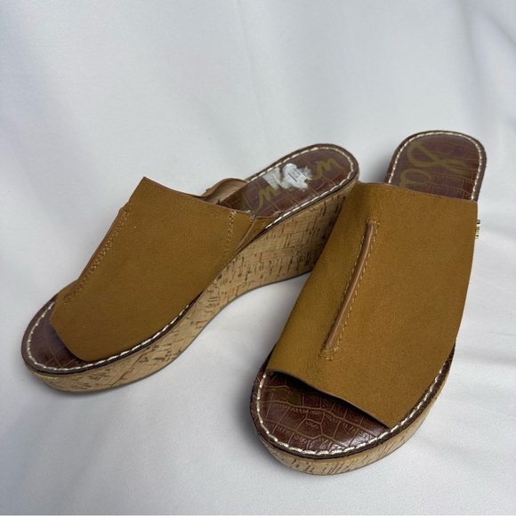 SAM EDELMAN Ranger Cork Wedge Brown Platform Open Toe Sandals sz 8.5 - Picture 9 of 11